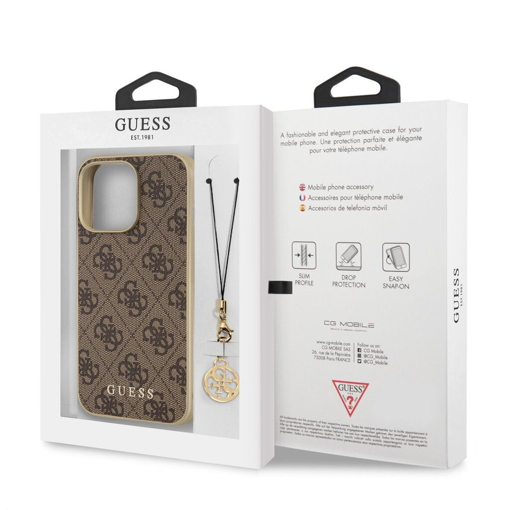 GUHCP13LGF4GBR Guess 4G Charms Cover for iPhone 13 Pro Brown hinta ja tiedot | Puhelimen kuoret ja kotelot | hobbyhall.fi