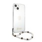 GUHCP13SKPSWH Guess PC iPhone 13 Mini suojakuori Guess-logolla ja valkoisella helmirannekkeella, läpinäkyvä hinta ja tiedot | Puhelimen kuoret ja kotelot | hobbyhall.fi