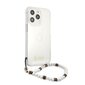GUHCP13XKPSWH Guess PC iPhone 13 Pro Max suojakuori Guess-logolla ja valkoisella helmirannekkeella, läpinäkyvä hinta ja tiedot | Puhelimen kuoret ja kotelot | hobbyhall.fi
