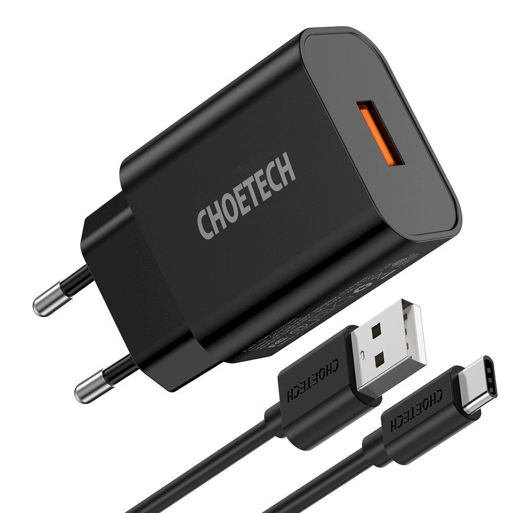 Choetech Quick Charge 3.0 Quick Charge 3.0 18W 3A USB-seinälaturi, musta (Q5003) hinta ja tiedot | Puhelimen laturit | hobbyhall.fi
