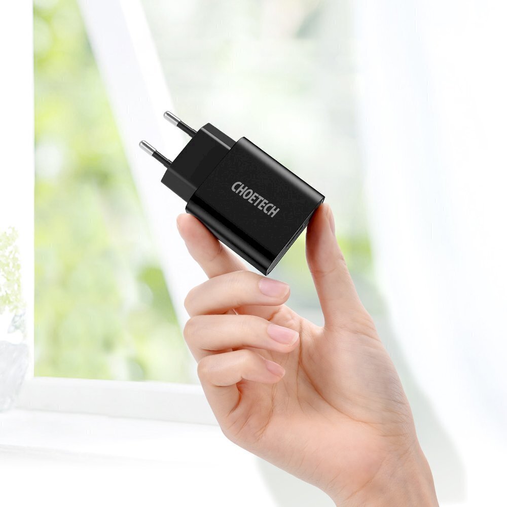 Choetech Quick Charge 3.0 Quick Charge 3.0 18W 3A USB-seinälaturi, musta (Q5003) hinta ja tiedot | Puhelimen laturit | hobbyhall.fi