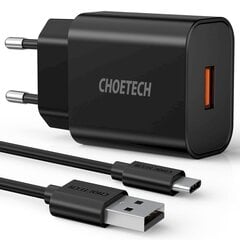 Choetech Quick Charge 3.0 Quick Charge 3.0 18W 3A USB-seinälaturi, musta (Q5003) hinta ja tiedot | Choetech Puhelimet, älylaitteet ja kamerat | hobbyhall.fi