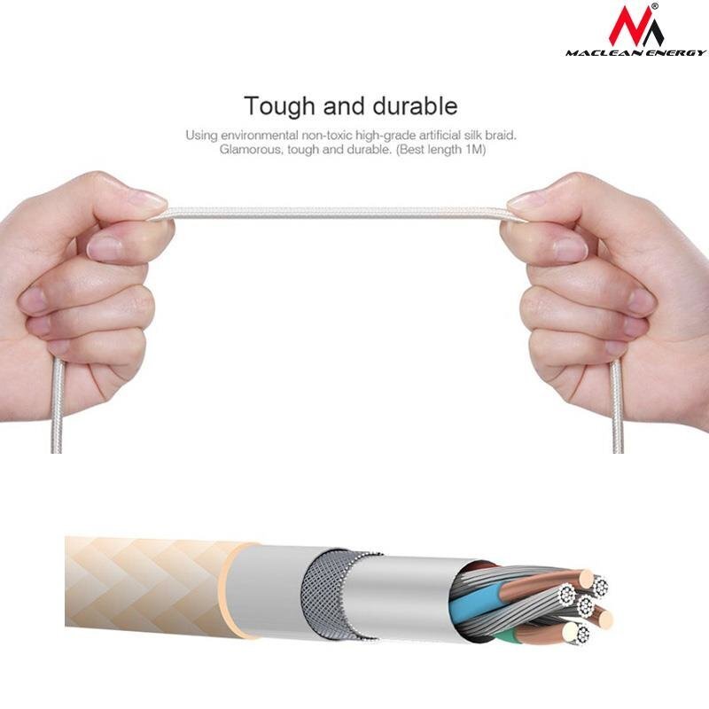 Magneettinen USB Type-C -kaapeli hopea Maclean Energy MCE178 hinta ja tiedot | Kaapelit ja adapterit | hobbyhall.fi