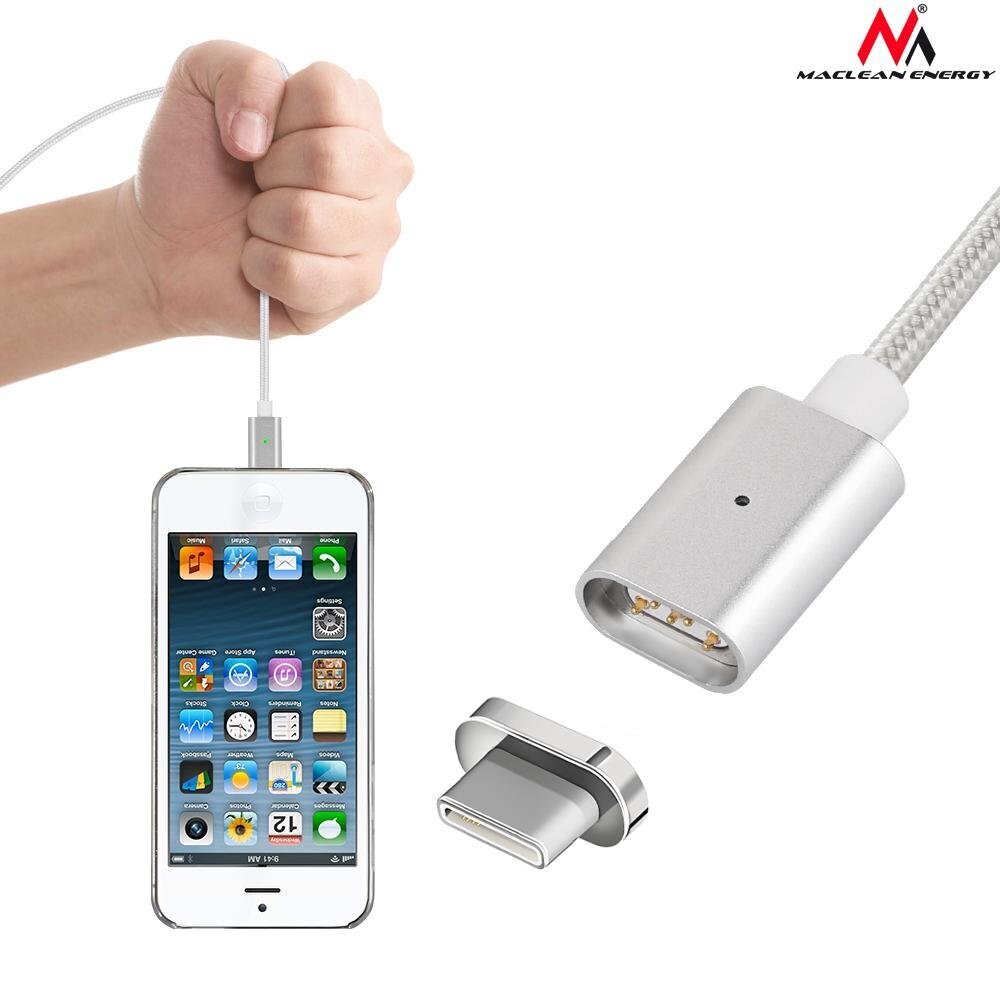 Magneettinen USB Type-C -kaapeli hopea Maclean Energy MCE178 hinta ja tiedot | Kaapelit ja adapterit | hobbyhall.fi