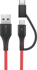 -Kaapeli Micro USB + sovitin USB-C BlitzWolf BW-MT3 3A 0,91m (punainen) hinta ja tiedot | Puhelinkaapelit | hobbyhall.fi