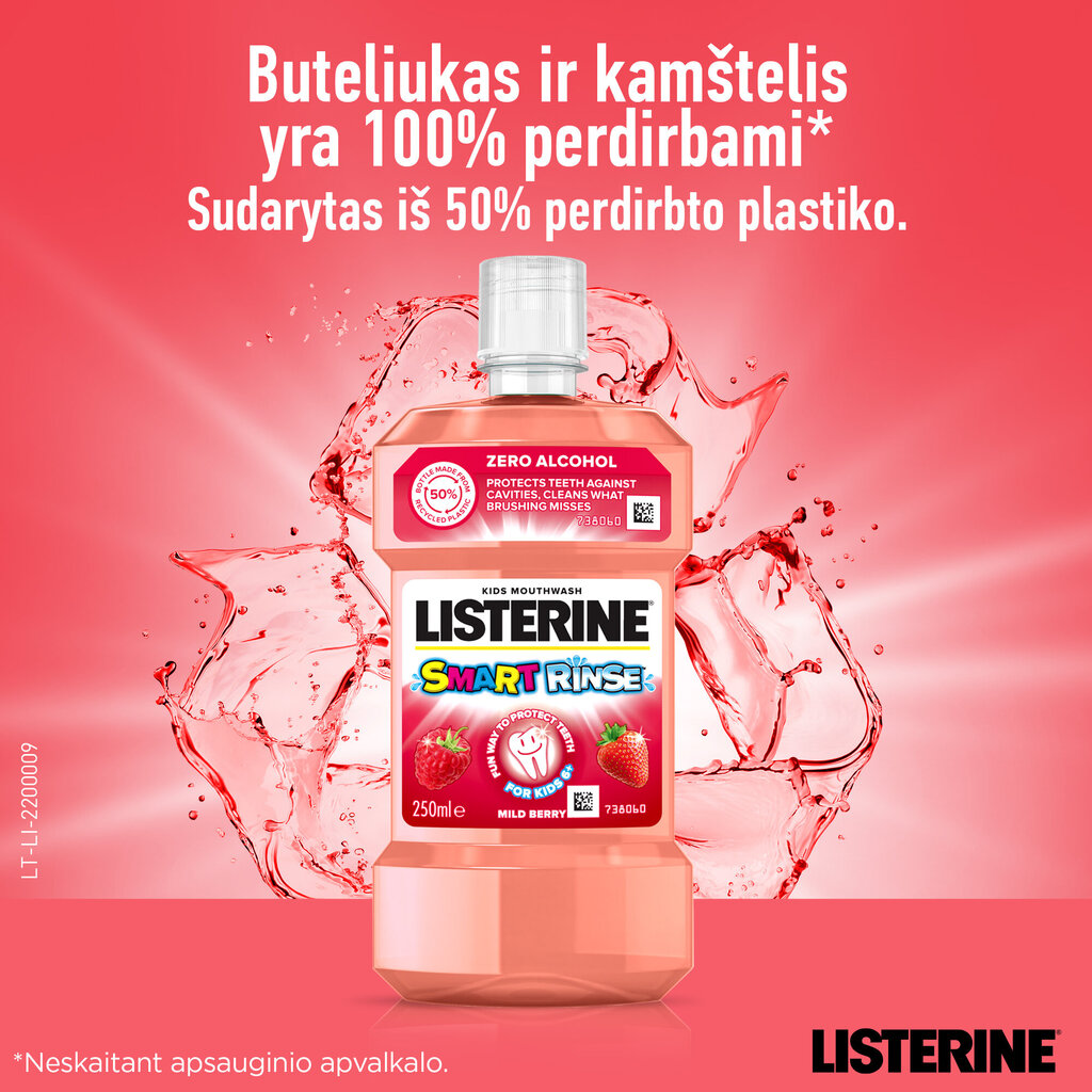 Marjanmakuinen suuvesi Listerine Smart Rinse 250 ml hinta ja tiedot | Suuhygienia | hobbyhall.fi
