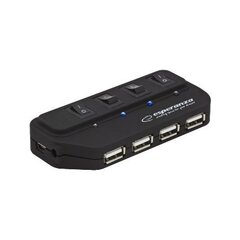 USB-jakaja Esperanza EA127 USB2.0, 4 liitäntää, musta hinta ja tiedot | Adapterit | hobbyhall.fi