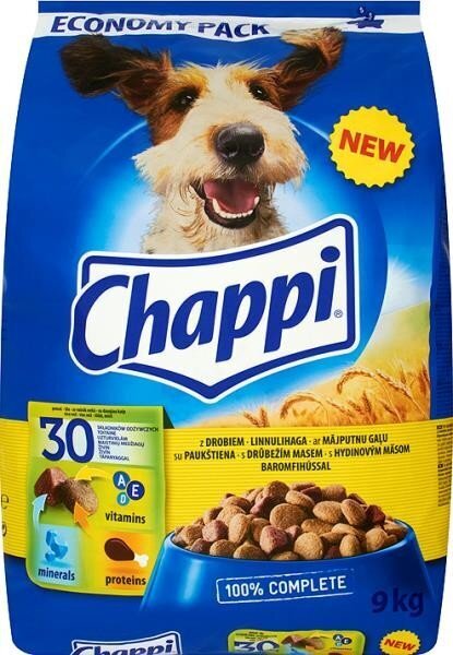Chappi-kuivaruoka naudanlihalla, siipikarjalla ja vihanneksilla, 9 kg. hinta ja tiedot | Koiran kuivaruoka | hobbyhall.fi