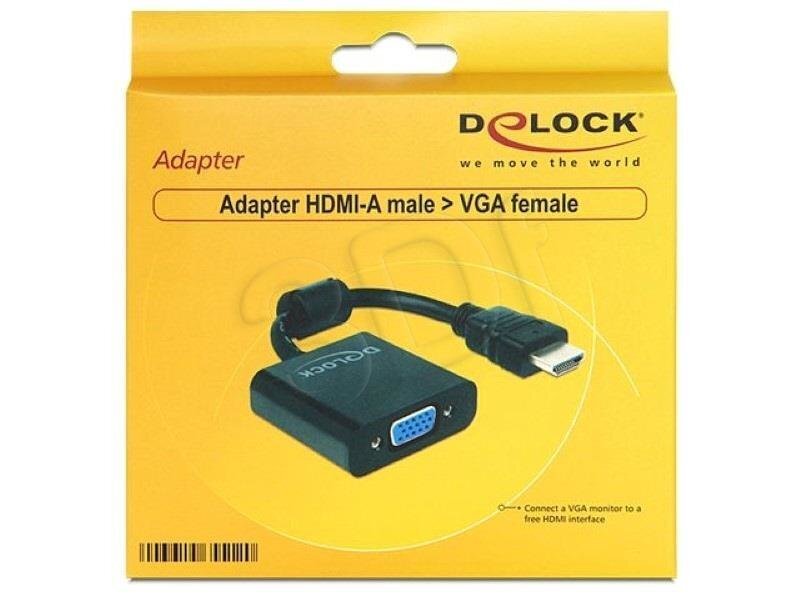 Delock - sovitin HDMI-A (M) -> VGA (F) 25 cm. hinta ja tiedot | Adapterit | hobbyhall.fi