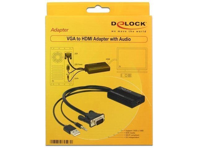 Delock - sovitin VGA (M) + USB (virta) + liitin (ääni) -> HDMI (F) hinta ja tiedot | Adapterit | hobbyhall.fi