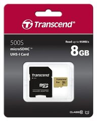 TRANSCEND GOLD 500S MICROSD W / ADP (V30) R95 / W60 8GB hinta ja tiedot | Transcend Matkapuhelimet ja tarvikkeet | hobbyhall.fi