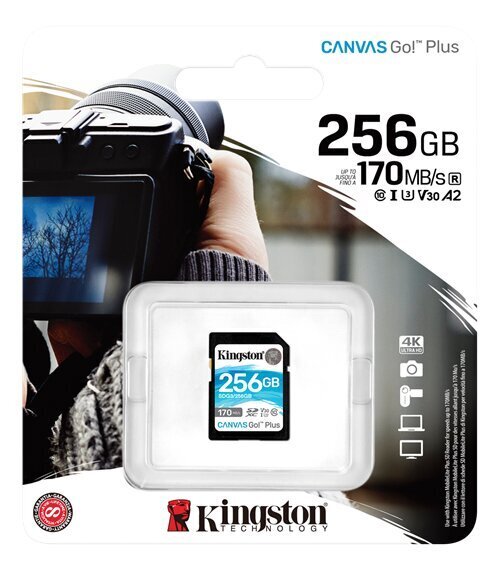 Kingston Canvas Go! Plus 256 GB, SD, Fla hinta ja tiedot | Puhelimen muistikortit | hobbyhall.fi