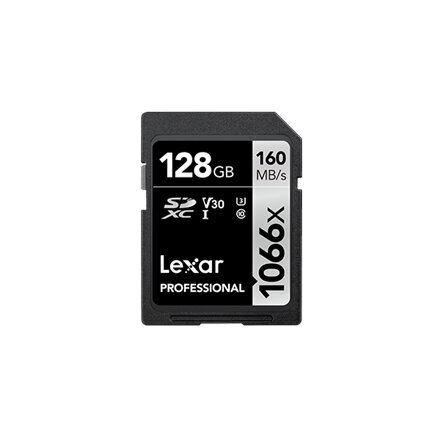 Lexar Professional 1066x SDXC UHS-I SDXC, 128 GB, Silver, Class 10, U3, V30, 120 MB hinta ja tiedot | Puhelimen muistikortit | hobbyhall.fi