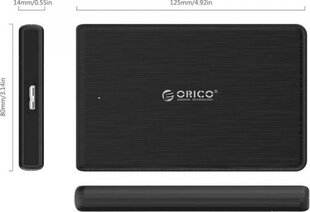 Orico-kiintolevykotelo SSD 2,5" + kaapeli USB 3.0 Micro B hinta ja tiedot | Orico Tietokoneet ja pelaaminen | hobbyhall.fi