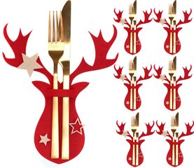 Jouluaiheinen ruokailuvälinesarja "Deer", 6 kpl, punainen hinta ja tiedot | Joulukoristeet | hobbyhall.fi
