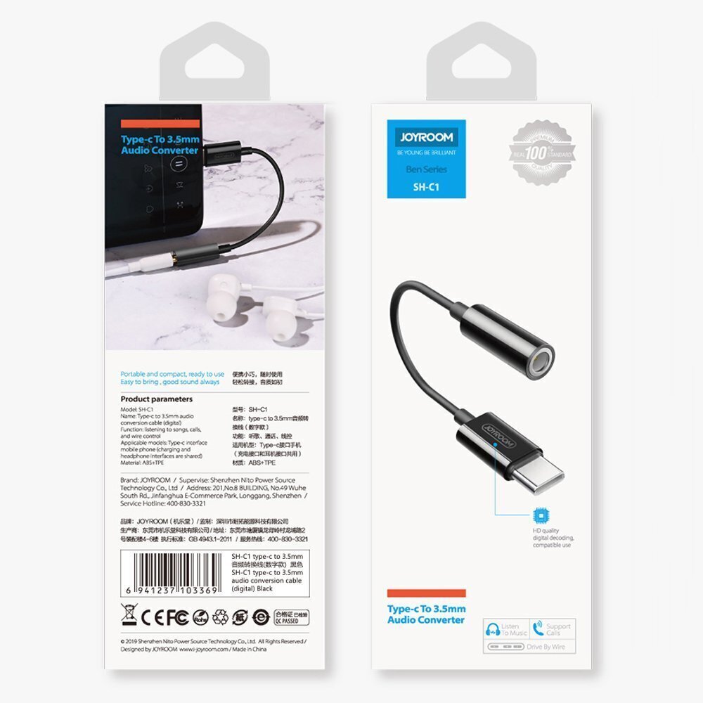 Adapteri Joyroom SH-C1, 3,5 mm miniliitin - USB Type C. hinta ja tiedot | Adapterit | hobbyhall.fi