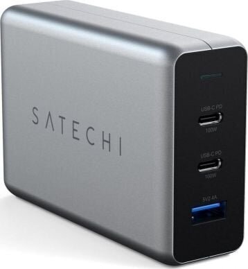 Virtalähde Satech 2x USB-C PD ja USB-A (100 W). hinta ja tiedot | Puhelimen laturit | hobbyhall.fi