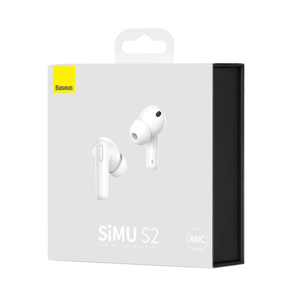 Baseus SIMU S2 langattomat kuulokkeet ANC / Bluetooth 5.0 / valkoinen hinta ja tiedot | Kuulokkeet | hobbyhall.fi