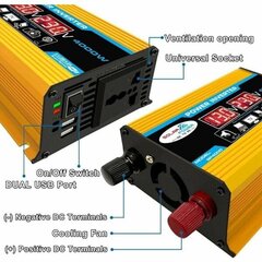 12v 220v invertteri, 4000W puhdas siniaalto invertteri DC 12V 220V/110V autoinvertteri kaksoisjännitteen näytöllä ja USB-porteilla 4.2A laturi hinta ja tiedot | Kaapelit ja adapterit | hobbyhall.fi