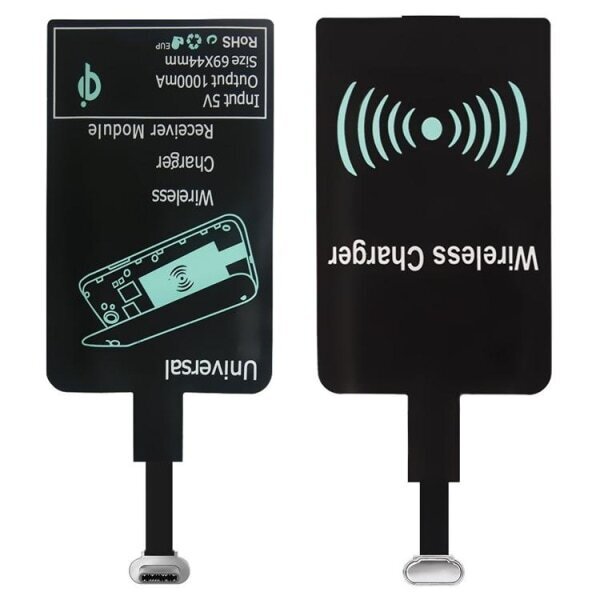 Qi-Sovitin - Langaton Laturin Vastaanotin Micro-USB - Musta Black hinta ja tiedot | Paristolaturit | hobbyhall.fi