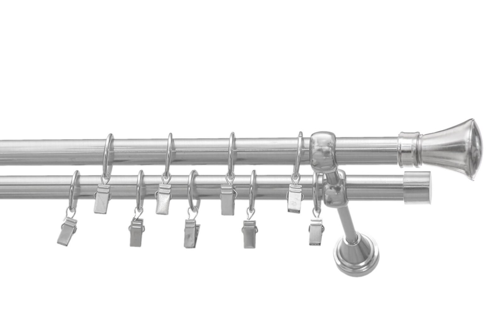 Kaksinkertainen karniisi 19 mm + 19 mm SPECJAL, 250 cm, hopea hinta ja tiedot | Verhotangot | hobbyhall.fi