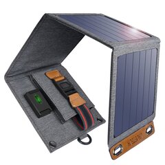 Choetechin taitettava matka-aurinkoenergialaturi 14 W USB 5 V / 2,4 A aurinkopaneelin harmaa (SC004) hinta ja tiedot | Varavirtalähteet | hobbyhall.fi