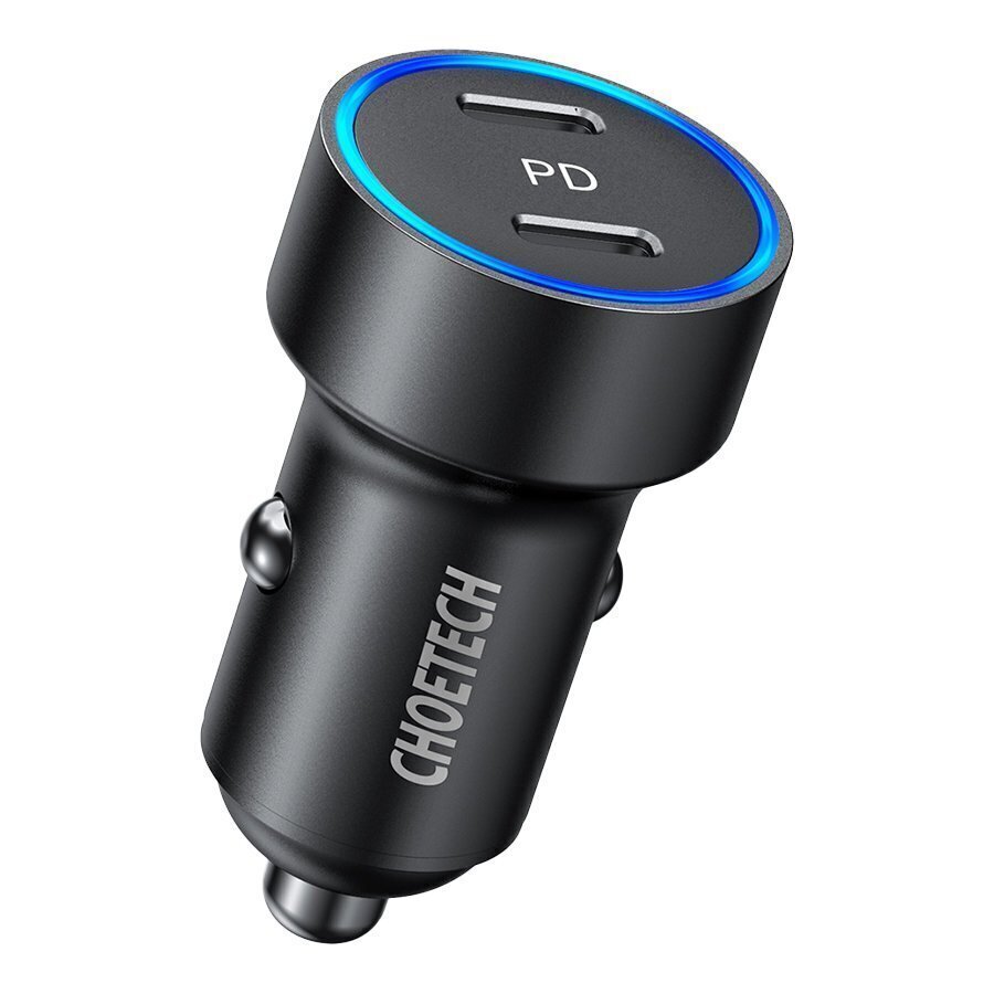 Choetech car charger 2x USB Type C Power Delivery 3.0 QuickCharge 3.0 AFC 36W 2.4A black (C0054) hinta ja tiedot | Puhelimen laturit | hobbyhall.fi