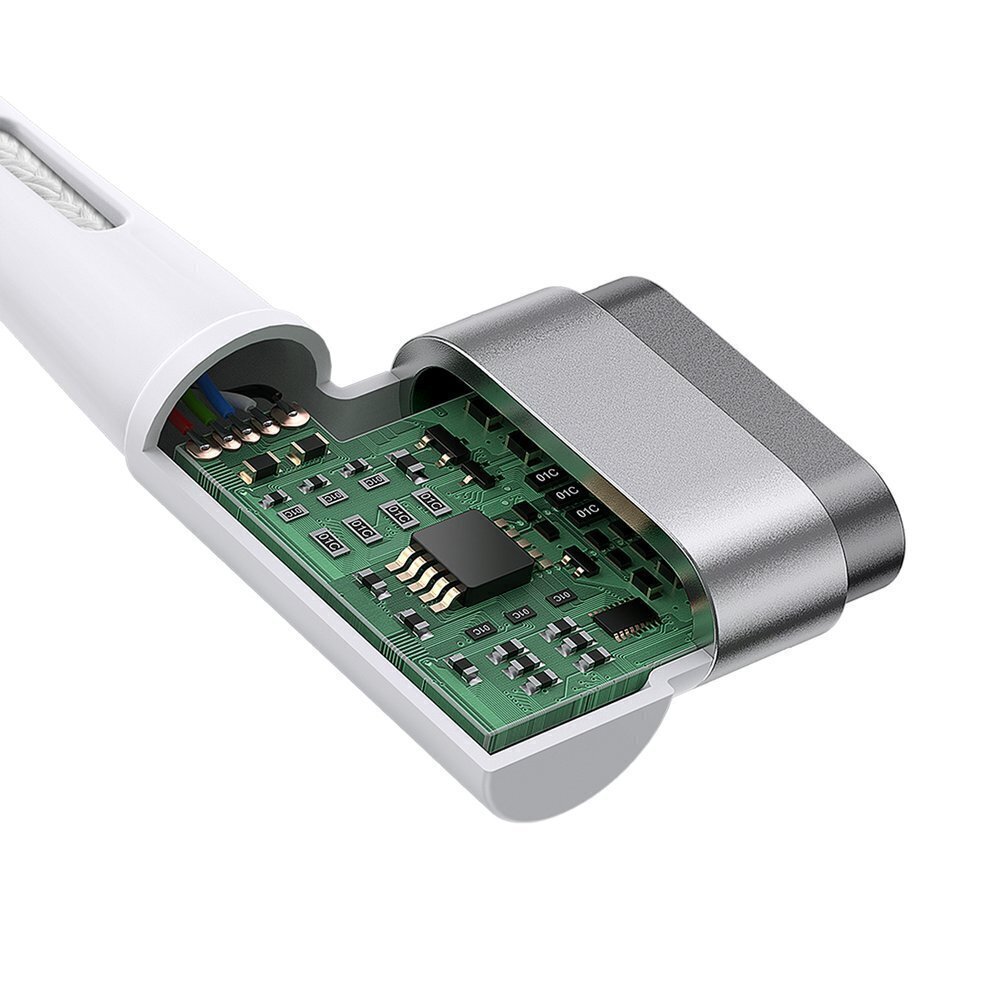 Sinkkimagneettinen pohjakaapeli, USB-C, 60W, 2m, kulma (valkoinen) hinta ja tiedot | Puhelinkaapelit | hobbyhall.fi