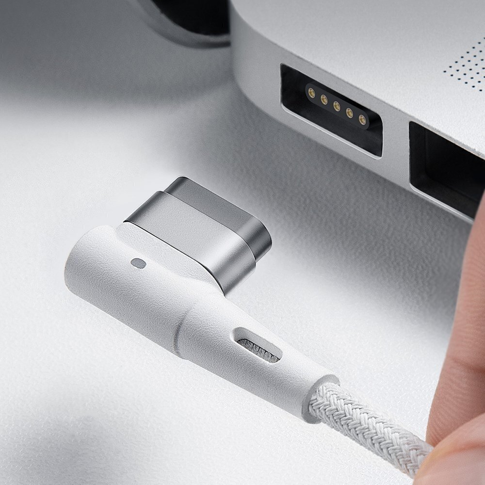 Sinkkimagneettinen pohjakaapeli, USB-C, 60W, 2m, kulma (valkoinen) hinta ja tiedot | Puhelinkaapelit | hobbyhall.fi