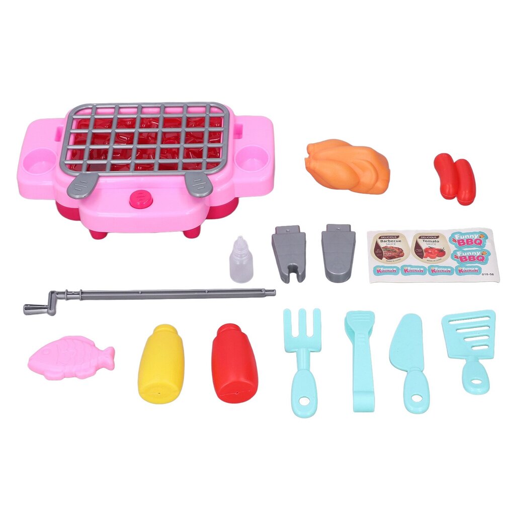 High Simulation Kids Play Food Grill Set Pretend Play Food BBQ Leikkisetti Pretend Smoke Sound Lightilla hinta ja tiedot | Grillitarvikkeet ja -välineet | hobbyhall.fi