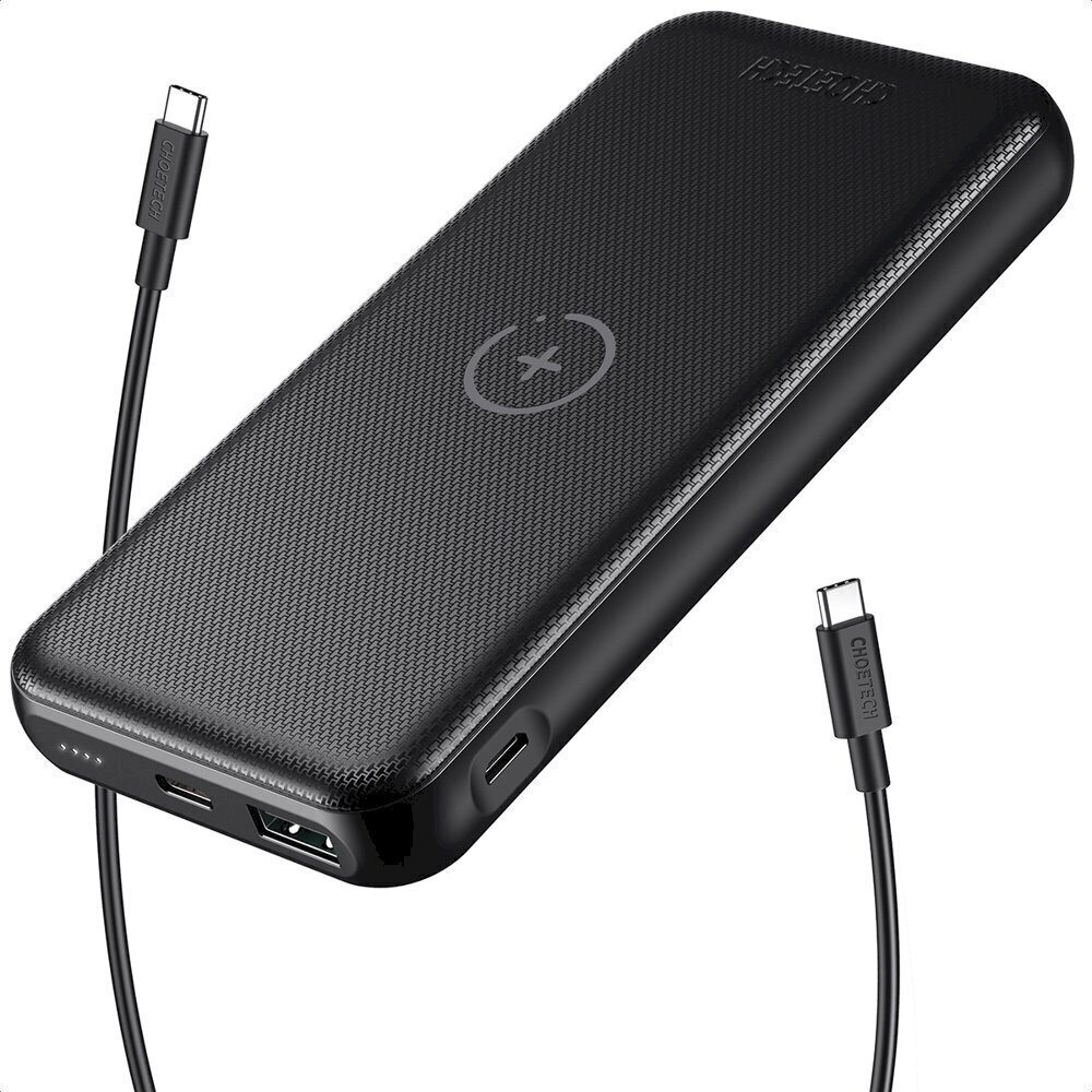 Choetech Battery Bank 10000mAh 18W Pikalataus USB / USB Type C Langaton Qi-laturi 10W musta (B650) hinta ja tiedot | Varavirtalähteet | hobbyhall.fi