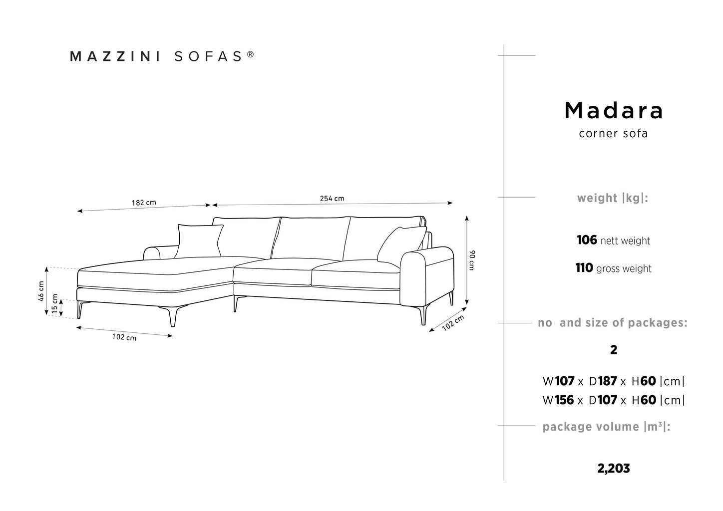 Pehmeä kulmasohva Mazzini Sofas Madara, veluuri, musta hinta ja tiedot | Kulmasohvat ja divaanisohvat | hobbyhall.fi