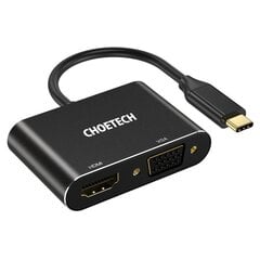 Choetech-sovitinpistokkeen jakaja USB Type C (uros) HDMI (naaras) 4K 60Hz / VGA (naaras) FullHD 1080p 60Hz musta (HUB-M17) hinta ja tiedot | Puhelinkaapelit | hobbyhall.fi