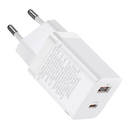 Baseus Super Si Pro Quick Charger USB + USB-C 30W (white) hinta ja tiedot | Puhelimen laturit | hobbyhall.fi