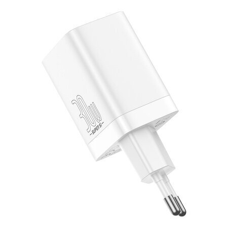 Baseus Super Si Pro Quick Charger USB + USB-C 30W (white) hinta ja tiedot | Puhelimen laturit | hobbyhall.fi