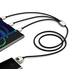 USB-kaapeli 3in1 Tiger perusvuosi, USB micro-USB / USB-C / Lightning, 3.5A, 1.2m (musta). hinta ja tiedot | Baseus Puhelimet, älylaitteet ja kamerat | hobbyhall.fi
