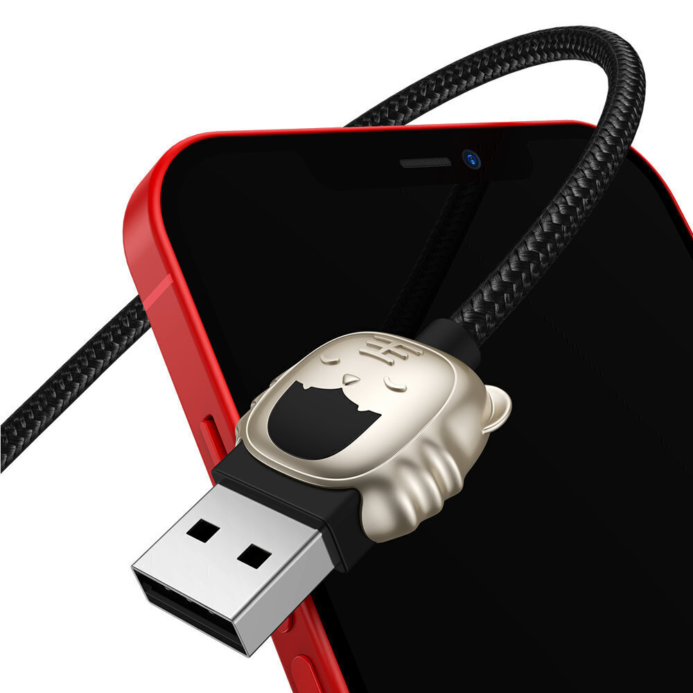 USB-kaapeli 3in1 Tiger perusvuosi, USB micro-USB / USB-C / Lightning, 3.5A, 1.2m (musta). hinta ja tiedot | Puhelinkaapelit | hobbyhall.fi