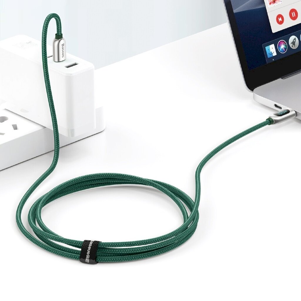 Baseus kaapeli näytöille USB-C-USB-C 100W 1m (vihreä) hinta ja tiedot | Puhelinkaapelit | hobbyhall.fi