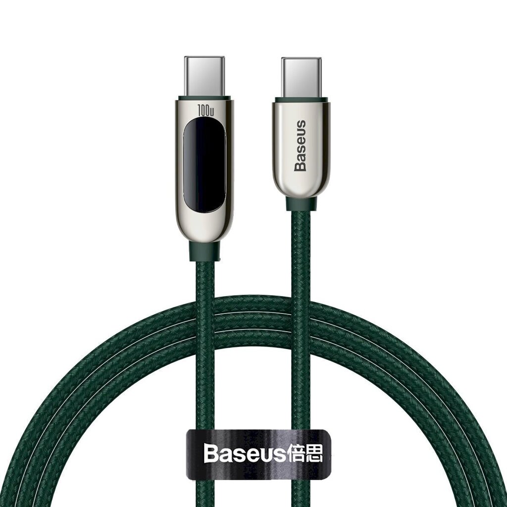 Baseus kaapeli näytöille USB-C-USB-C 100W 1m (vihreä) hinta ja tiedot | Puhelinkaapelit | hobbyhall.fi