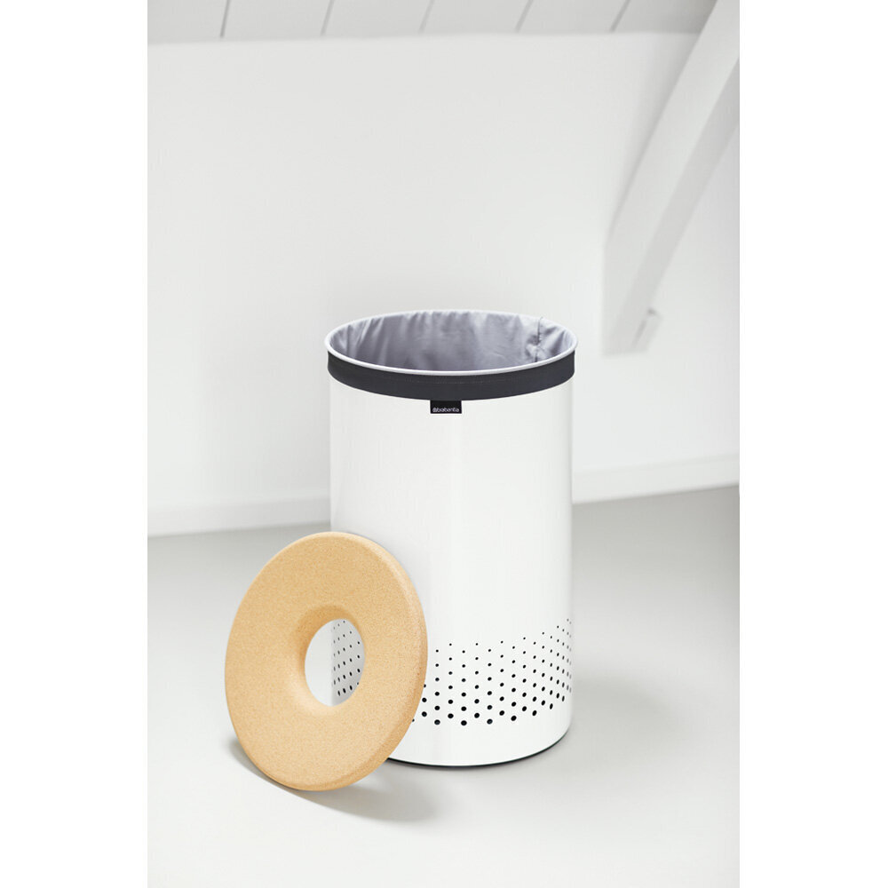 Brabantia Pyykkikori 60L, korkki kansi, valkoinen hinta ja tiedot | Kylpyhuoneen sisustus | hobbyhall.fi