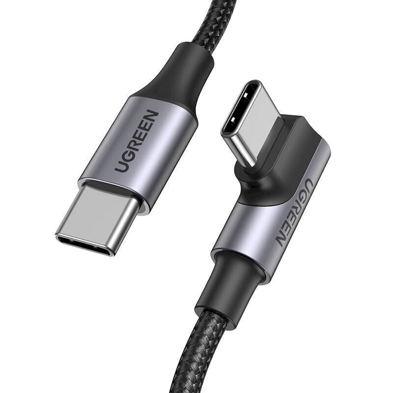 Kulmakaapeli USB-C - USB-C UGREEN US334 5A, PD 100W, 1m (musta). hinta ja tiedot | Puhelinkaapelit | hobbyhall.fi