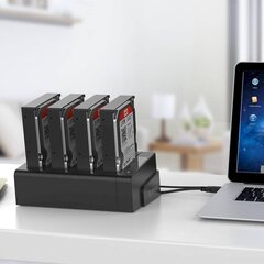 Orico Clone kiintolevytelakka 2,5 / 3,5 tuuman 4 paikkainen USB3.0 1 3 (musta) hinta ja tiedot | Adapterit | hobbyhall.fi