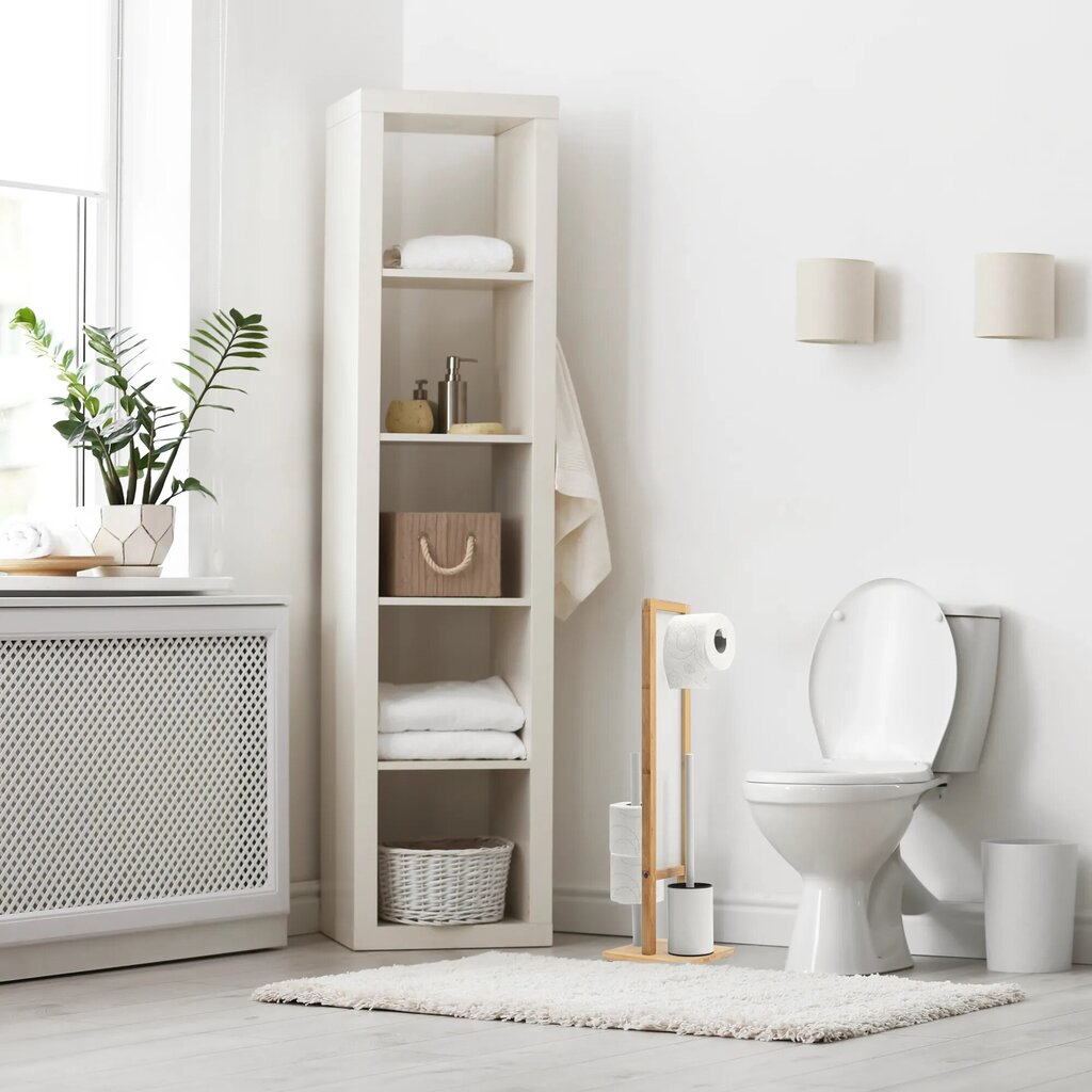 WC-paperi ja wc-harjan alusta, bambu/teräs hinta ja tiedot | Kylpyhuoneen sisustus | hobbyhall.fi