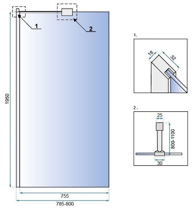 Suihkuseinä REA Aero N Evo hyllyllä / telineellä, 80,90,100,110,120 x195cm hinta ja tiedot | Suihkuseinät ja -ovet | hobbyhall.fi