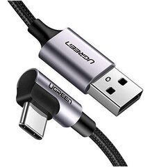 Kulma USB-C-kaapeli Ugreen US284, 3A, 1,5 m (musta) hinta ja tiedot | Puhelinkaapelit | hobbyhall.fi