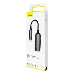 Baseus Audio Converter L60S sovitin Type C USB:stä USB Type C:hen (naaras) + 3,5 mm (naaras) kuulokeliitäntä (CATL60S A0A) hinta ja tiedot | Puhelinkaapelit | hobbyhall.fi