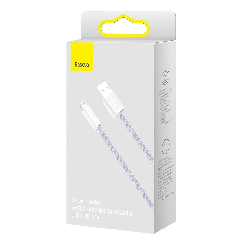 Dynaaminen pohjakaapeli USB Lightningiin, 2,4A, 2m (violetti) hinta ja tiedot | Puhelinkaapelit | hobbyhall.fi