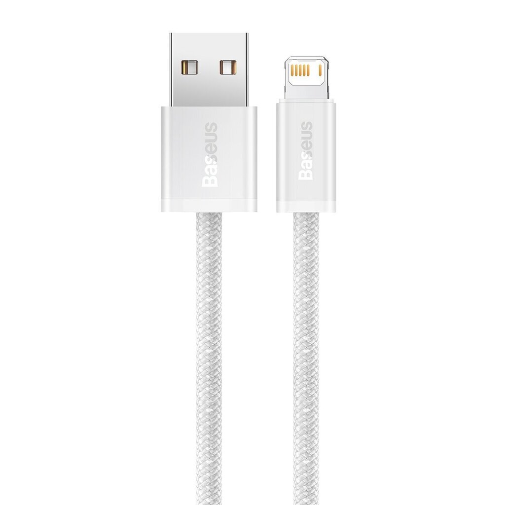 Dynaaminen pohjakaapeli USB Lightningiin, 2,4A, 2m (valkoinen). hinta ja tiedot | Puhelinkaapelit | hobbyhall.fi