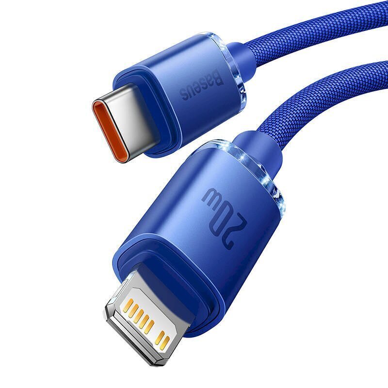 Base Crystal kaapeli USB C Lightningille, 20W, PD, 2m (sininen) hinta ja tiedot | Puhelinkaapelit | hobbyhall.fi