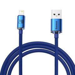 Baseus Crystal -kaapeli USB Lightningiin, 2,4A, 2m (sininen). hinta ja tiedot | Puhelinkaapelit | hobbyhall.fi